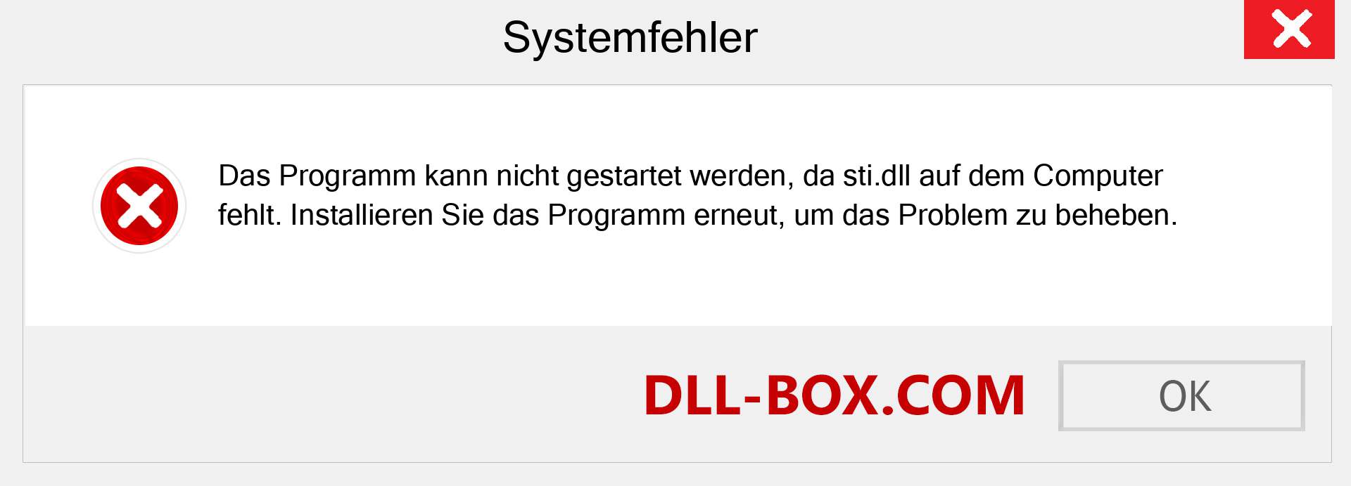 sti.dll-Datei fehlt?. Download für Windows 7, 8, 10 - Fix sti dll Missing Error unter Windows, Fotos, Bildern